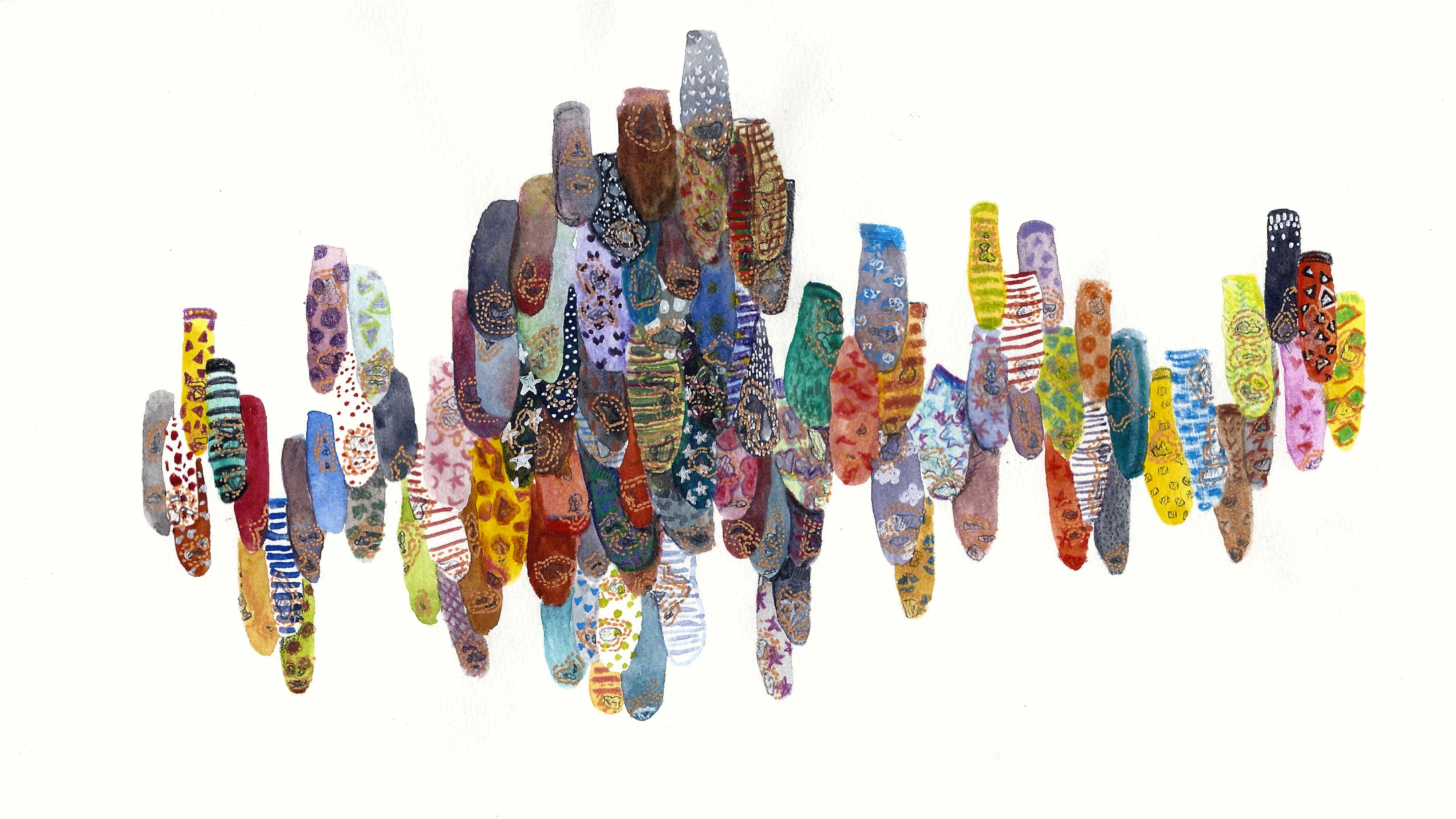 Preparatory Sketch for Step Installation Watercolor, pen, felt on paper.